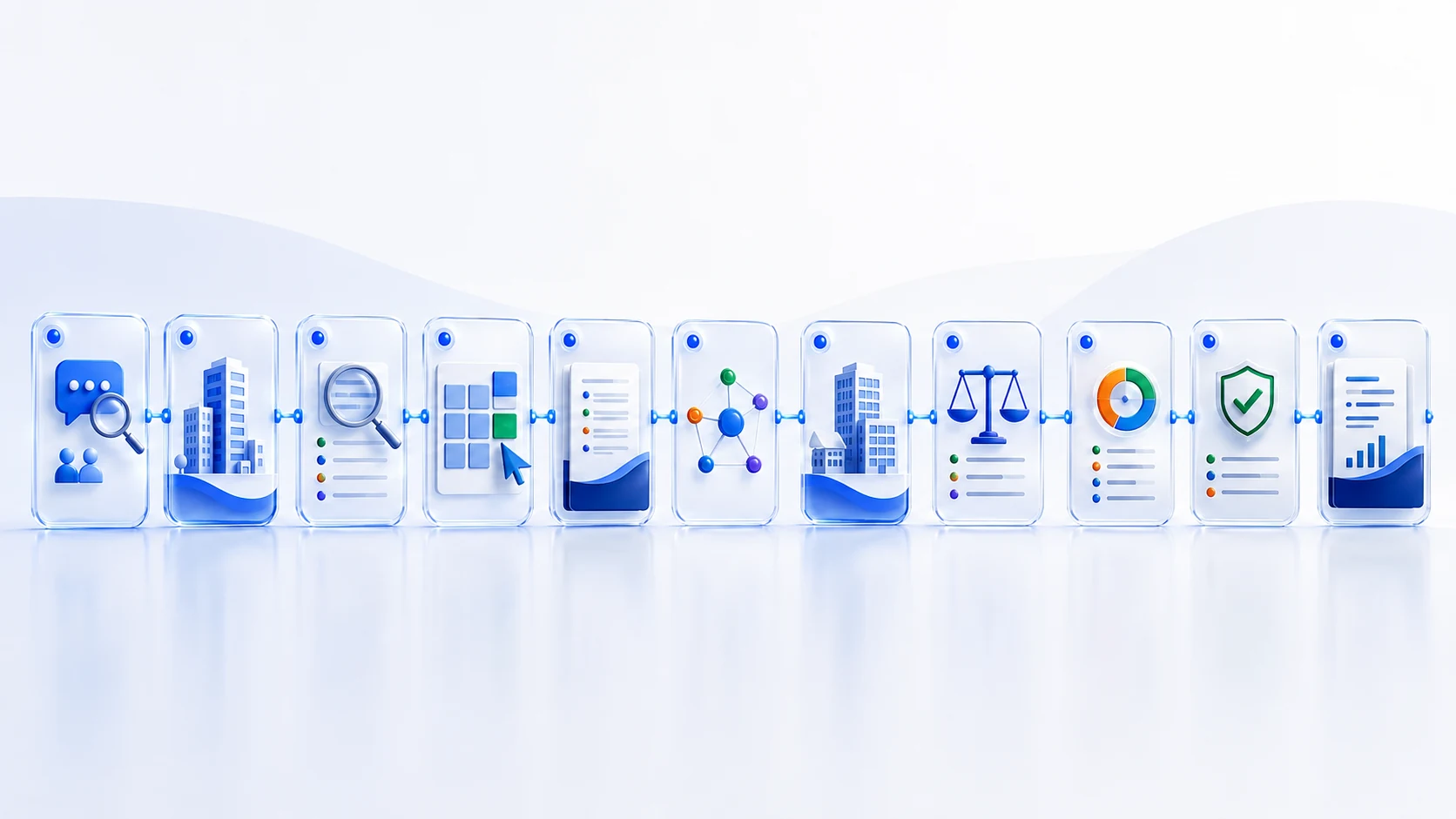 Eleven-stage researcher workflow from Buyer Asks and website evidence to checked priorities and content recommendations