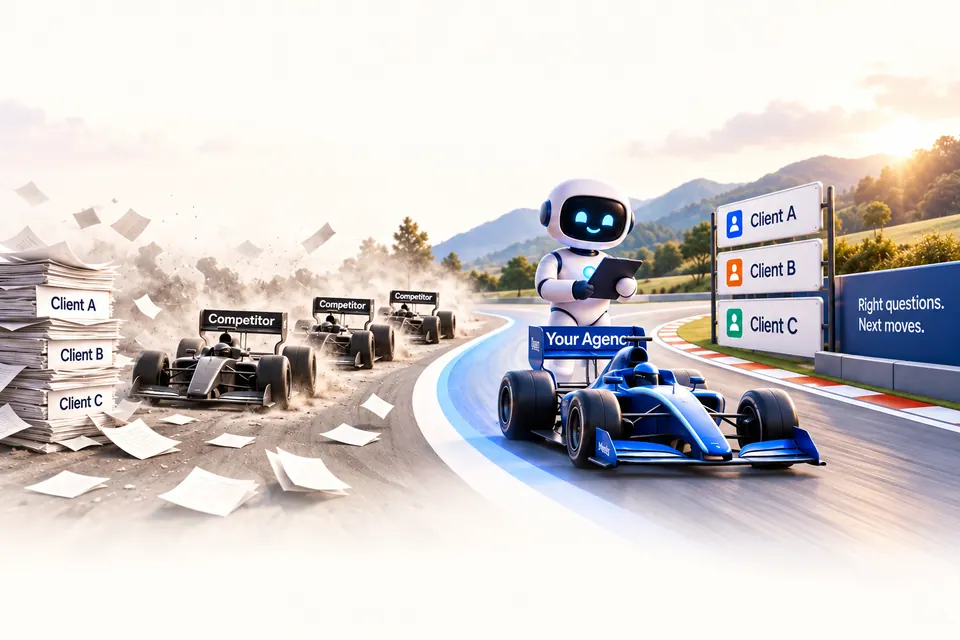 Racing and AI research illustration for Designed for private client work
