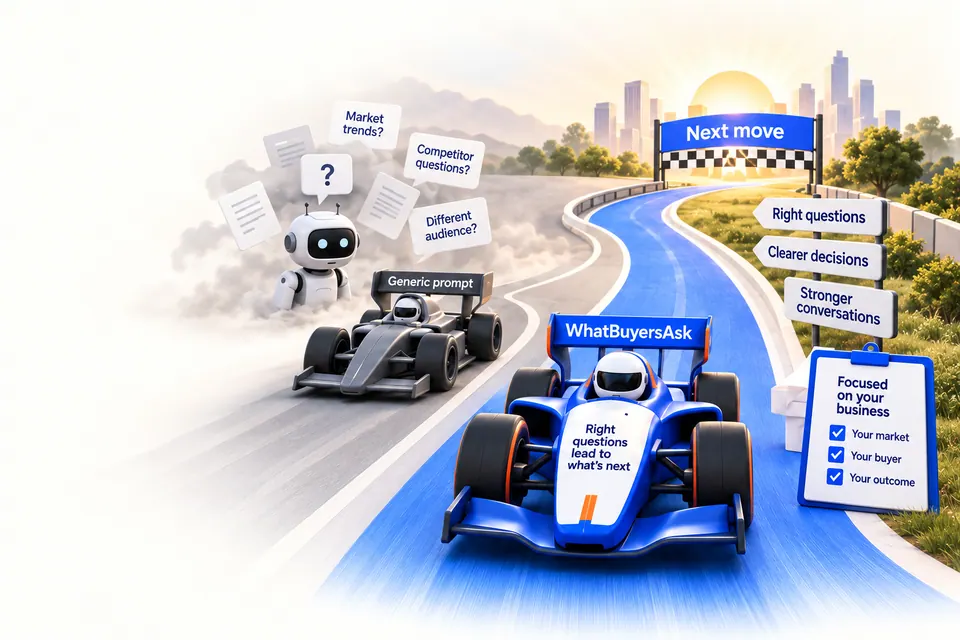 Racing and AI research illustration for Start with the business, not a generic prompt
