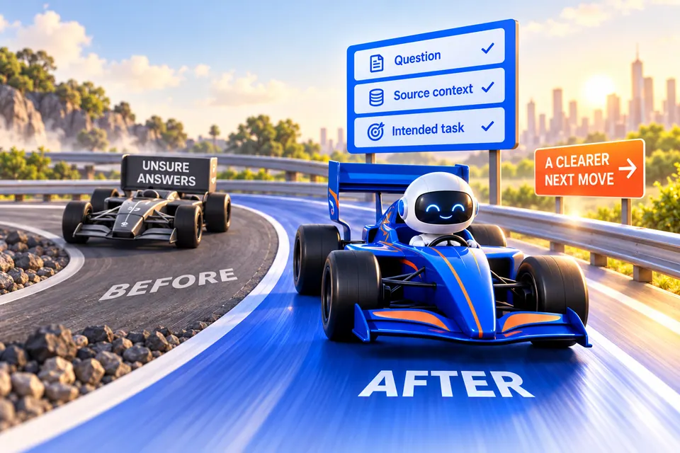 Racing and AI research illustration for Your agent. Better evidence. Clearer answers