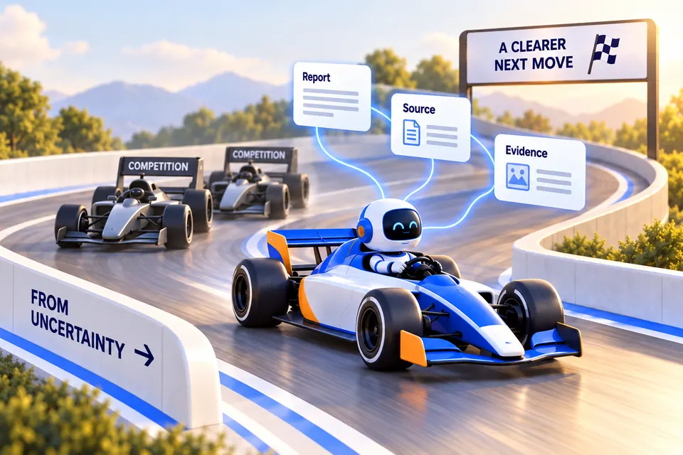 Racing and AI research illustration for Show the evidence behind the work