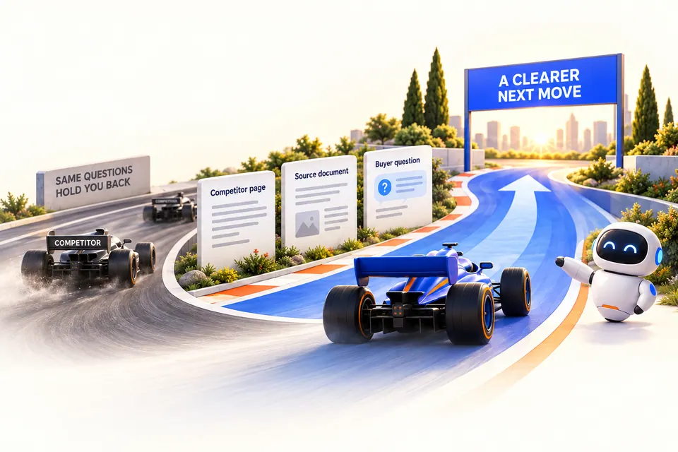 Racing and AI research illustration for Turn competitive evidence into an advantage