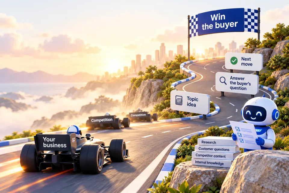 Racing and AI research illustration for A brief built around the buyer’s decision
