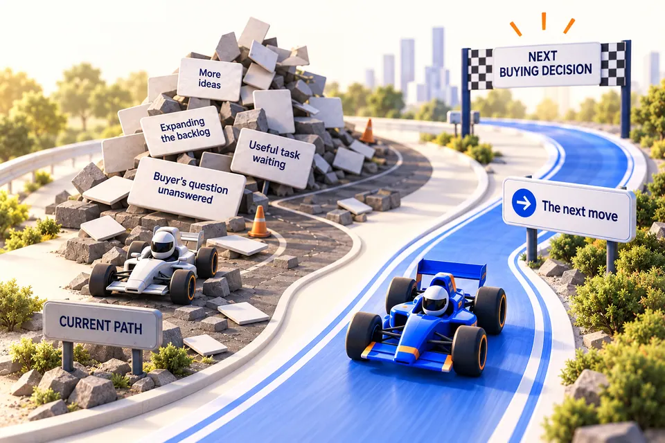 Racing and AI research illustration for More ideas are not the answer
