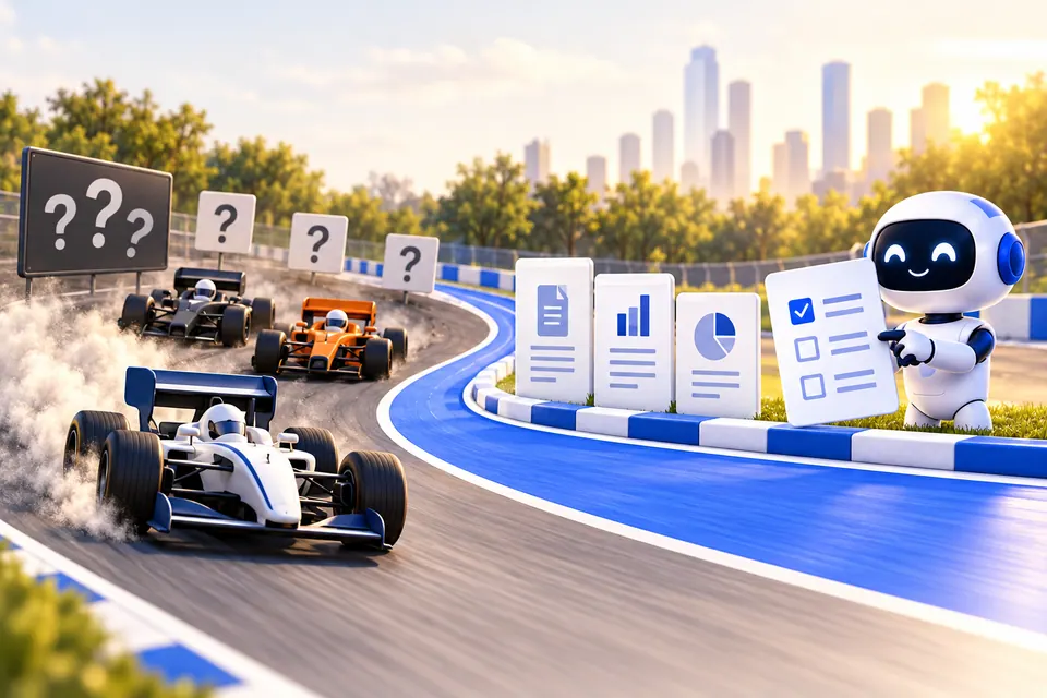 Racing and AI research illustration for Priorities people can understand